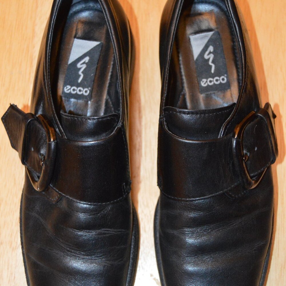 ECCO Black Leather Shoes, With Buckle Women's size41